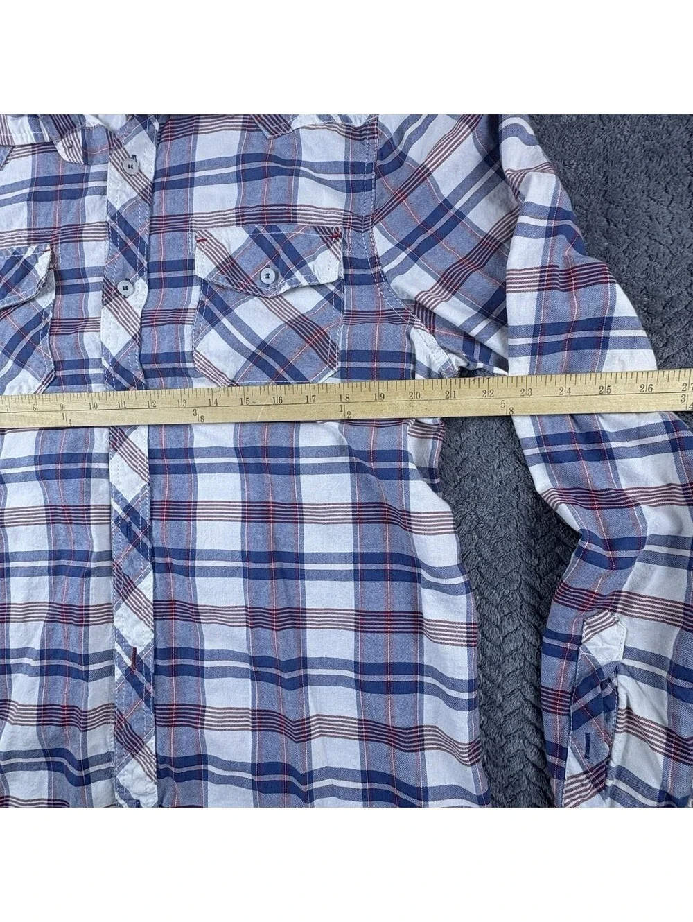 Buffalo David Bitton Mens XL Button Front Shirt Blue/Red Plaid (0084)